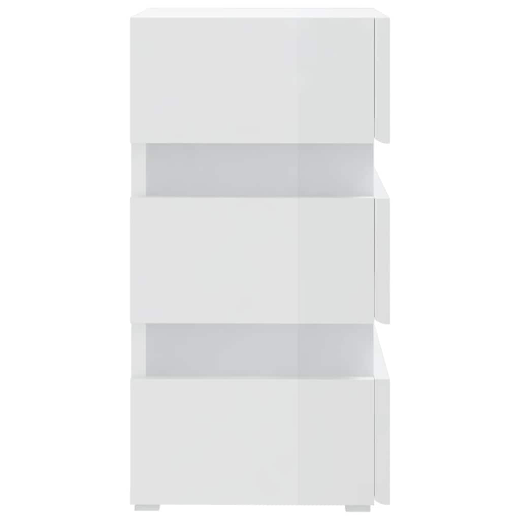 Table de chevet LED blanc brillant 45x35x67 cm matériau à base de bois