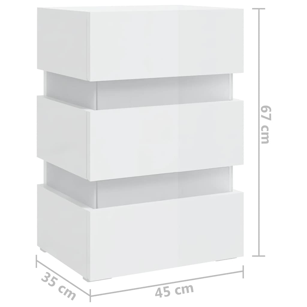 Table de chevet LED blanc brillant 45x35x67 cm matériau à base de bois