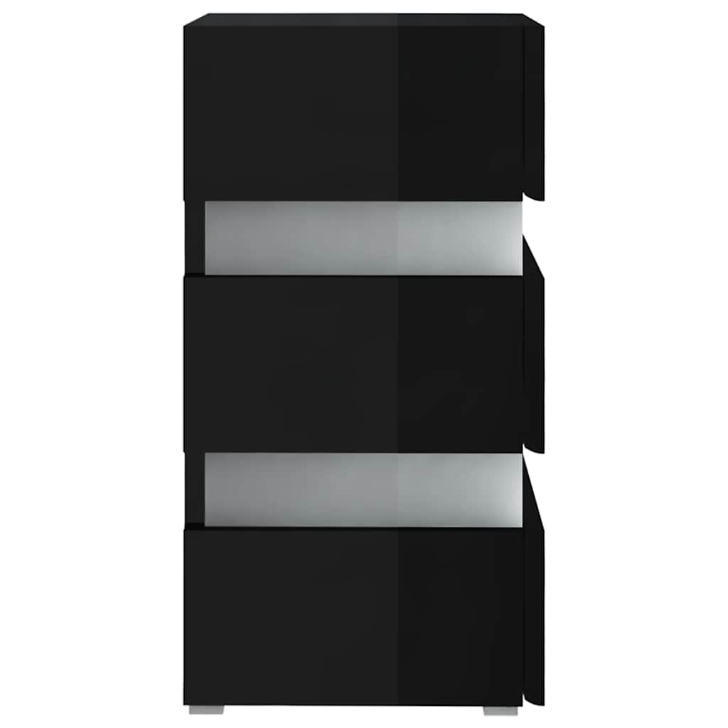 Table de chevet LED noir brillant 45x35x67 cm matériau à base de bois