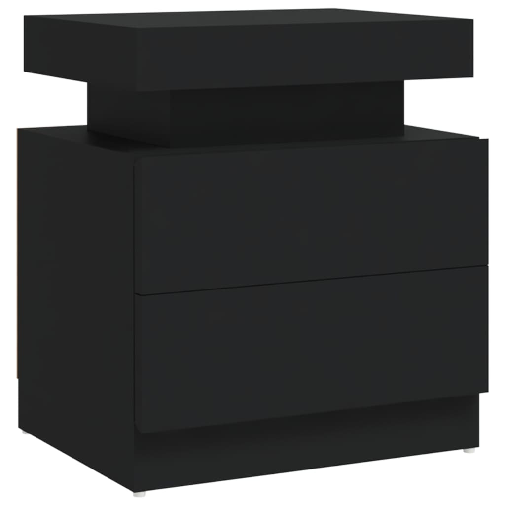 Bedside table black 45x35x52 cm wood material