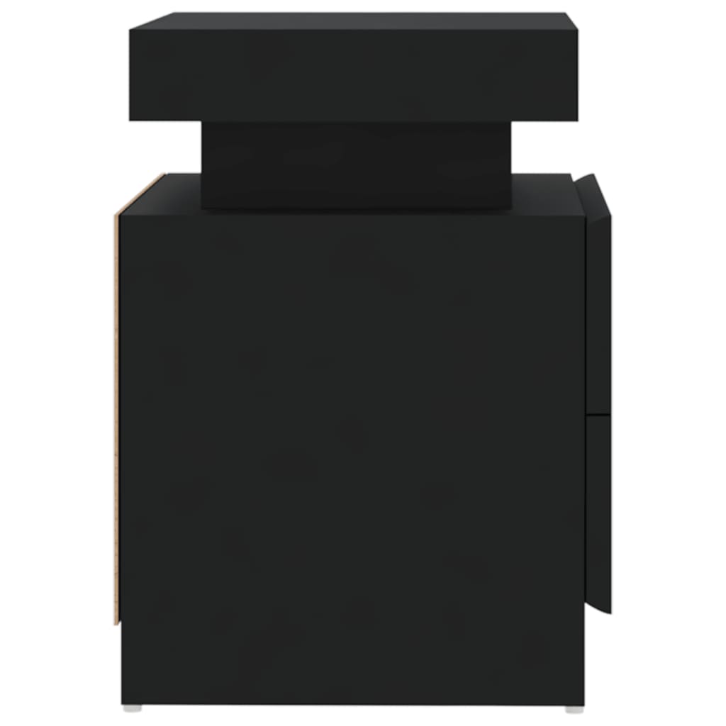 Bedside table black 45x35x52 cm wood material