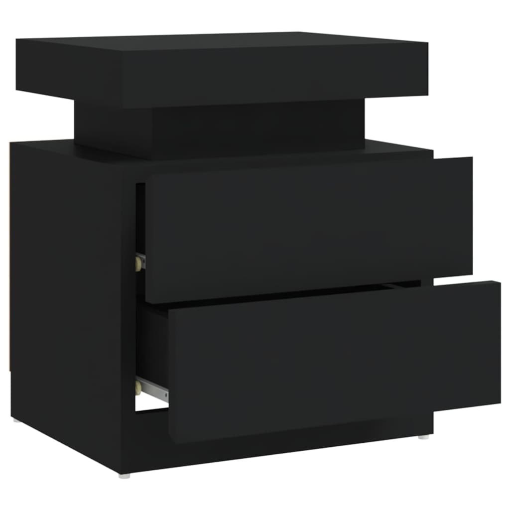 Bedside table black 45x35x52 cm wood material