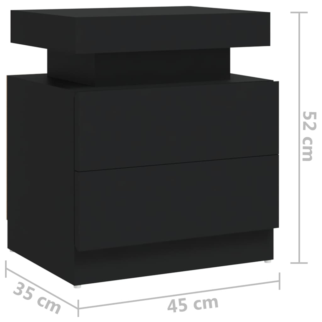 Bedside table black 45x35x52 cm wood material