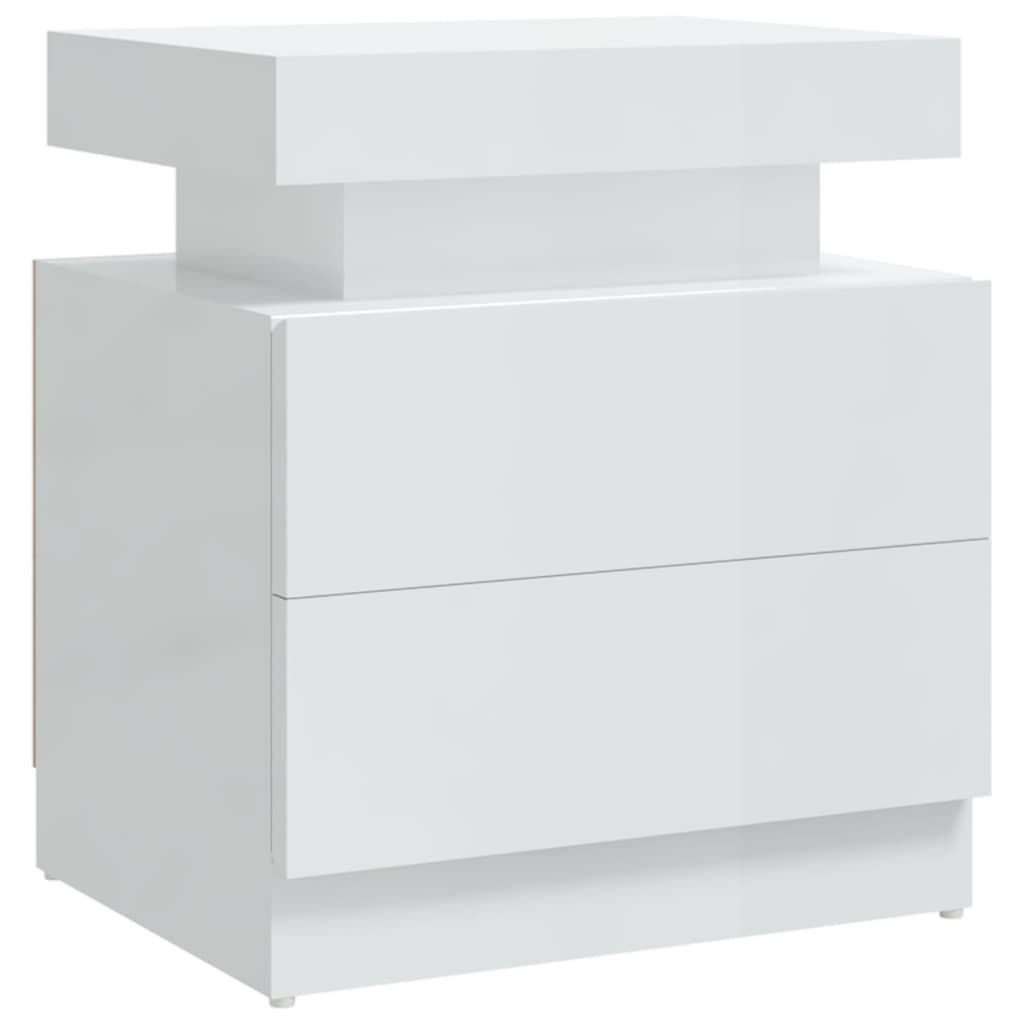 Bedside table high-gloss white 45x35x52 cm wood-based material