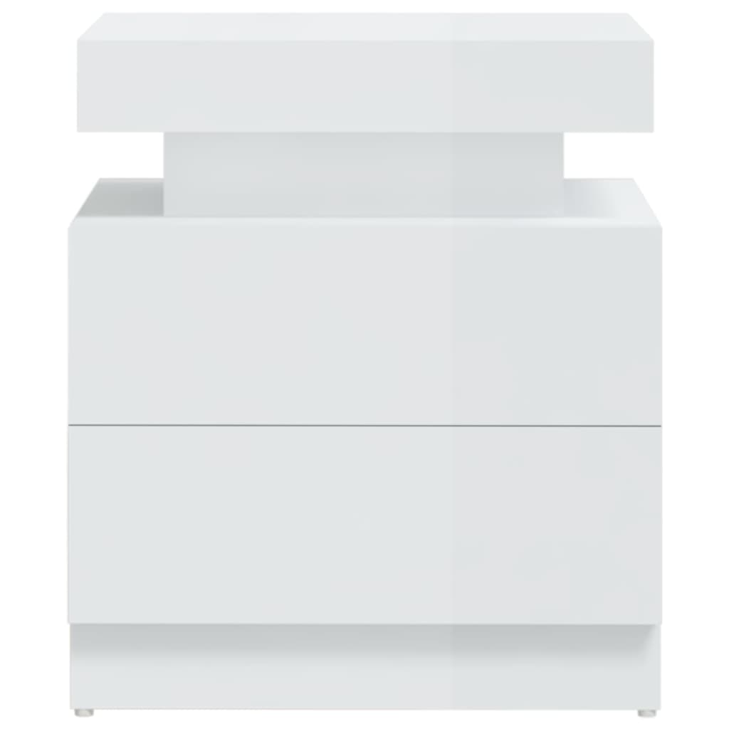 Bedside table high-gloss white 45x35x52 cm wood-based material