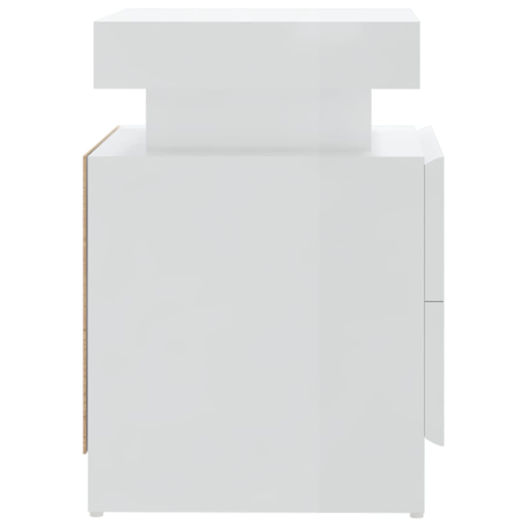 Bedside table high-gloss white 45x35x52 cm wood-based material