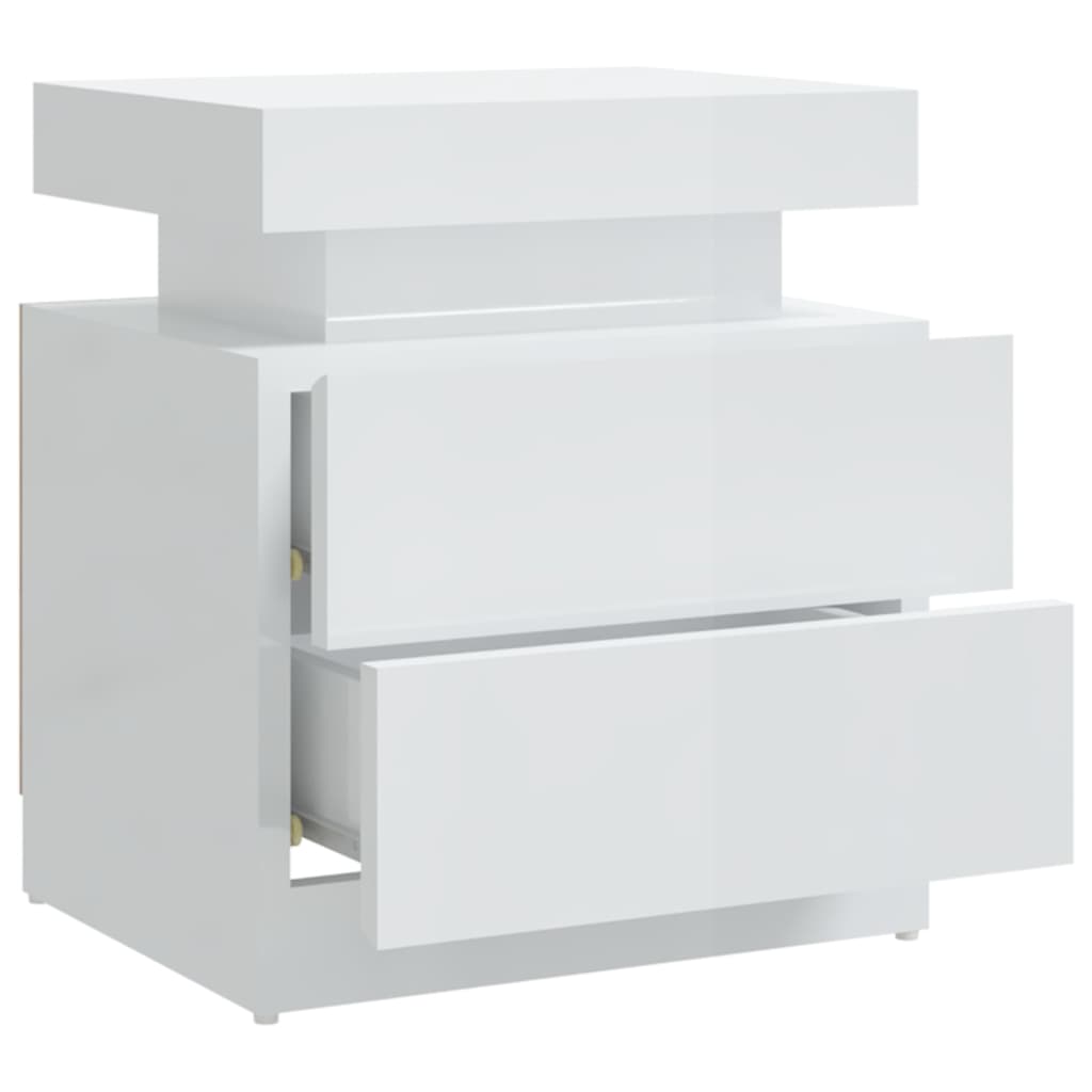 Bedside table high-gloss white 45x35x52 cm wood-based material