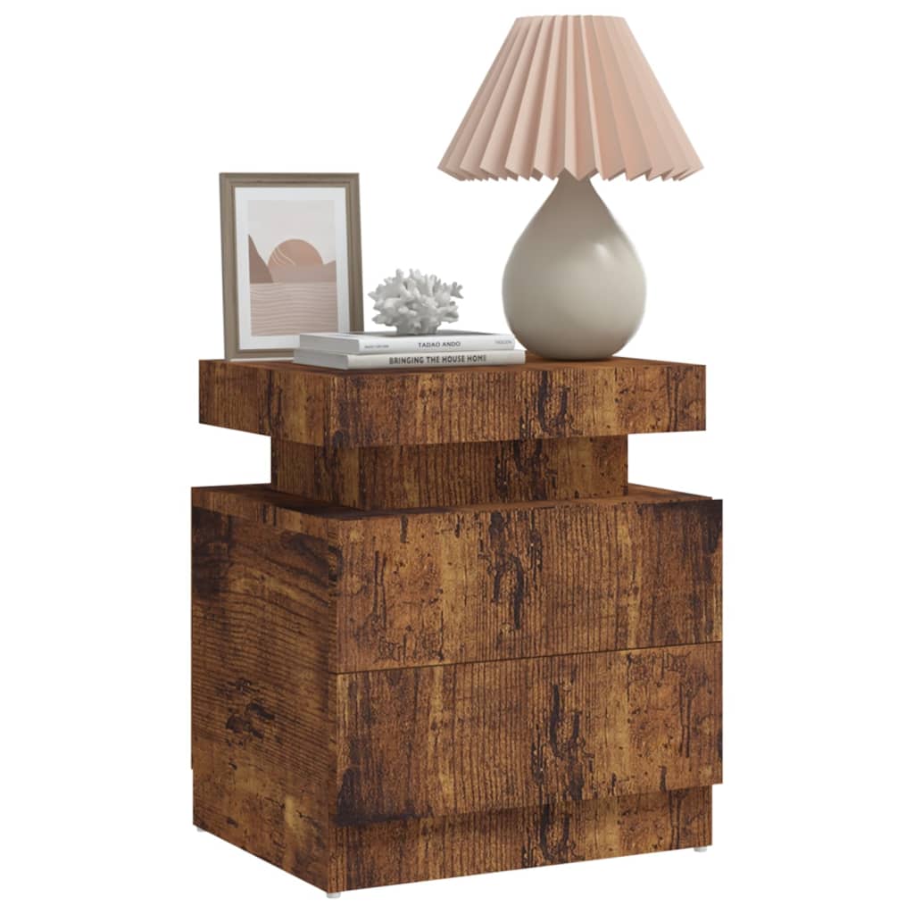 Bedside table smoked oak 45x35x52 cm wood material