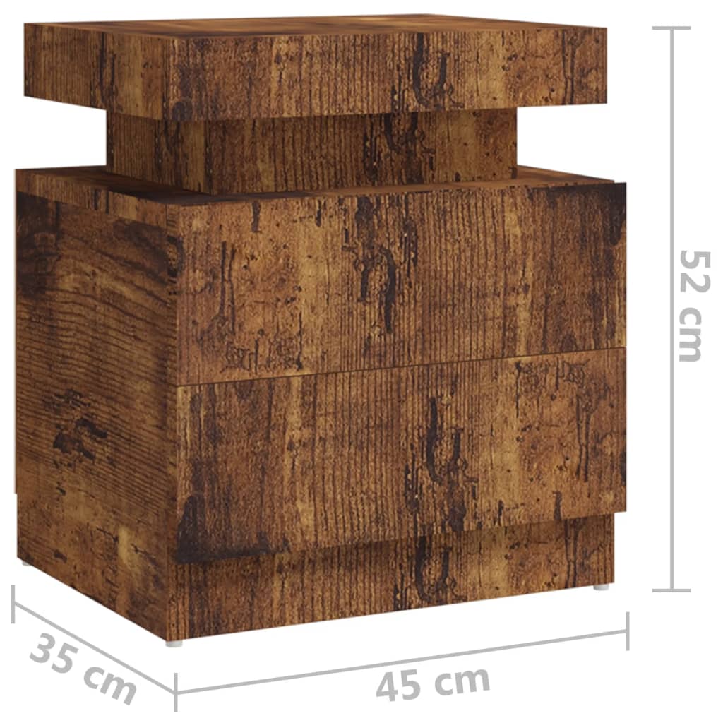 Bedside table smoked oak 45x35x52 cm wood material