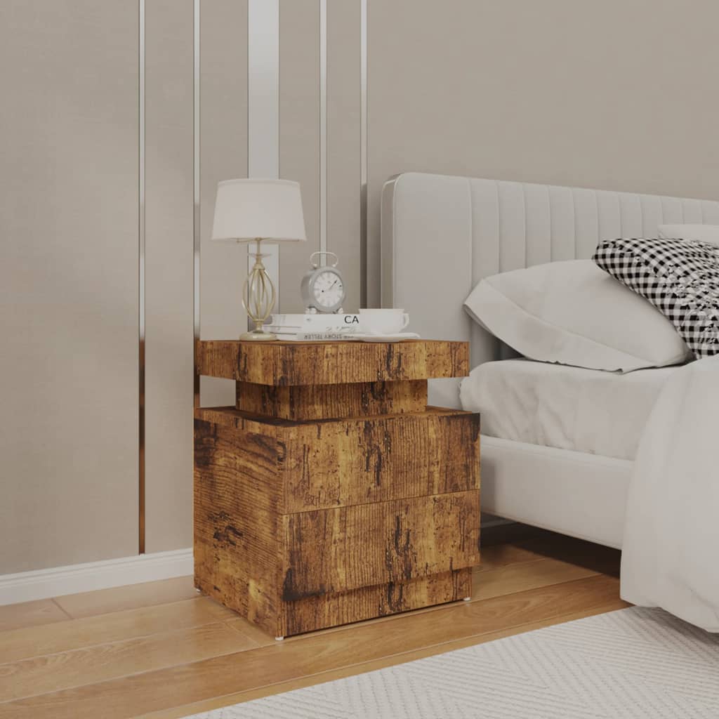 Bedside table smoked oak 45x35x52 cm wood material