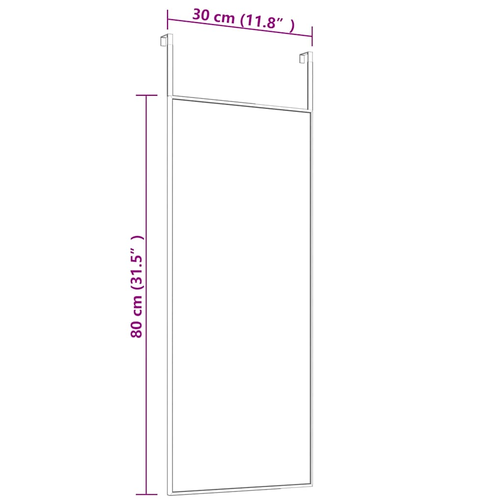Türspiegel Schwarz 30x80 cm Glas und Aluminium