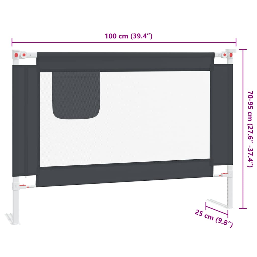 Kleinkind-Bettschutzgitter Dunkelgrau 100x25 cm Stoff
