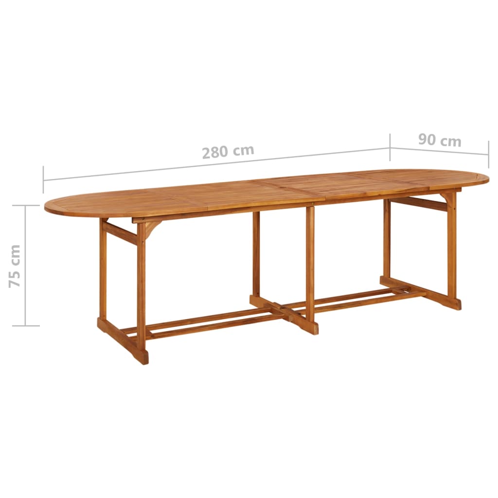 Table à manger de jardin 280x90x75 cm en bois d'acacia massif