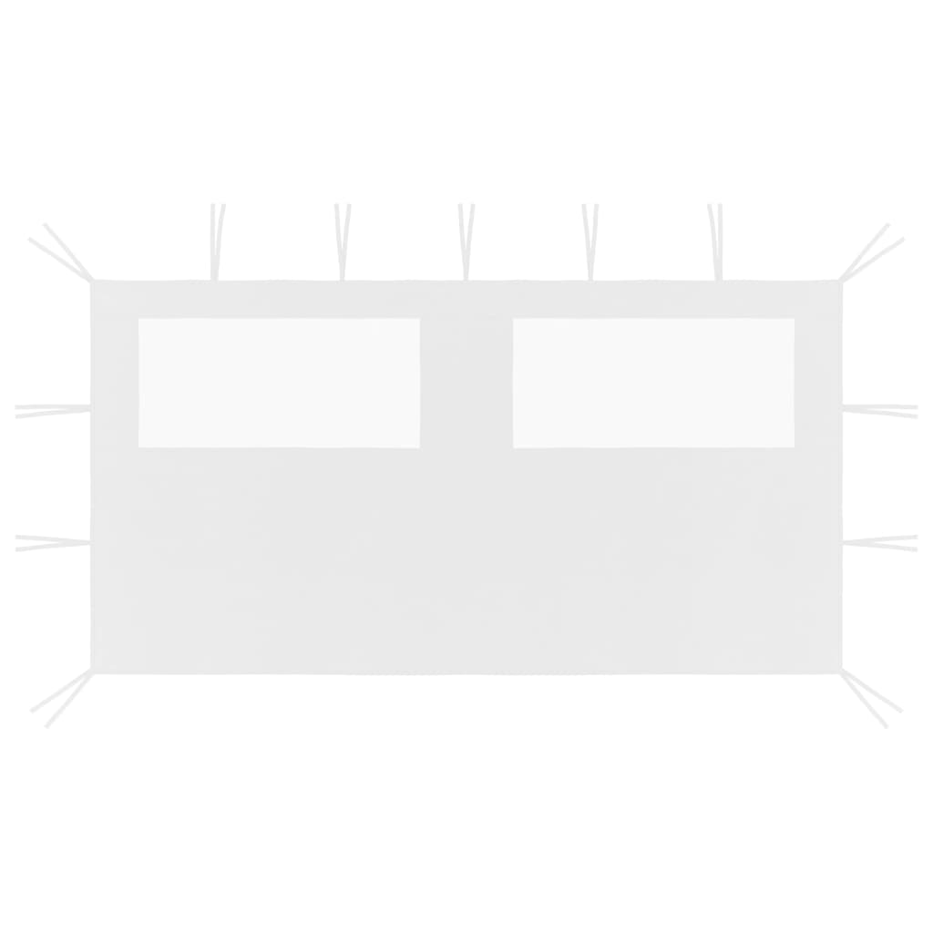 Pavillon-Seitenwand mit Fenstern 4x2 m Weiß