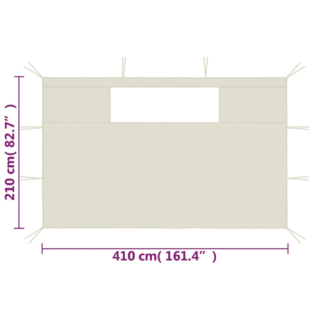 Pavillon-Seitenwände mit Fenstern 2 Stk. Creme