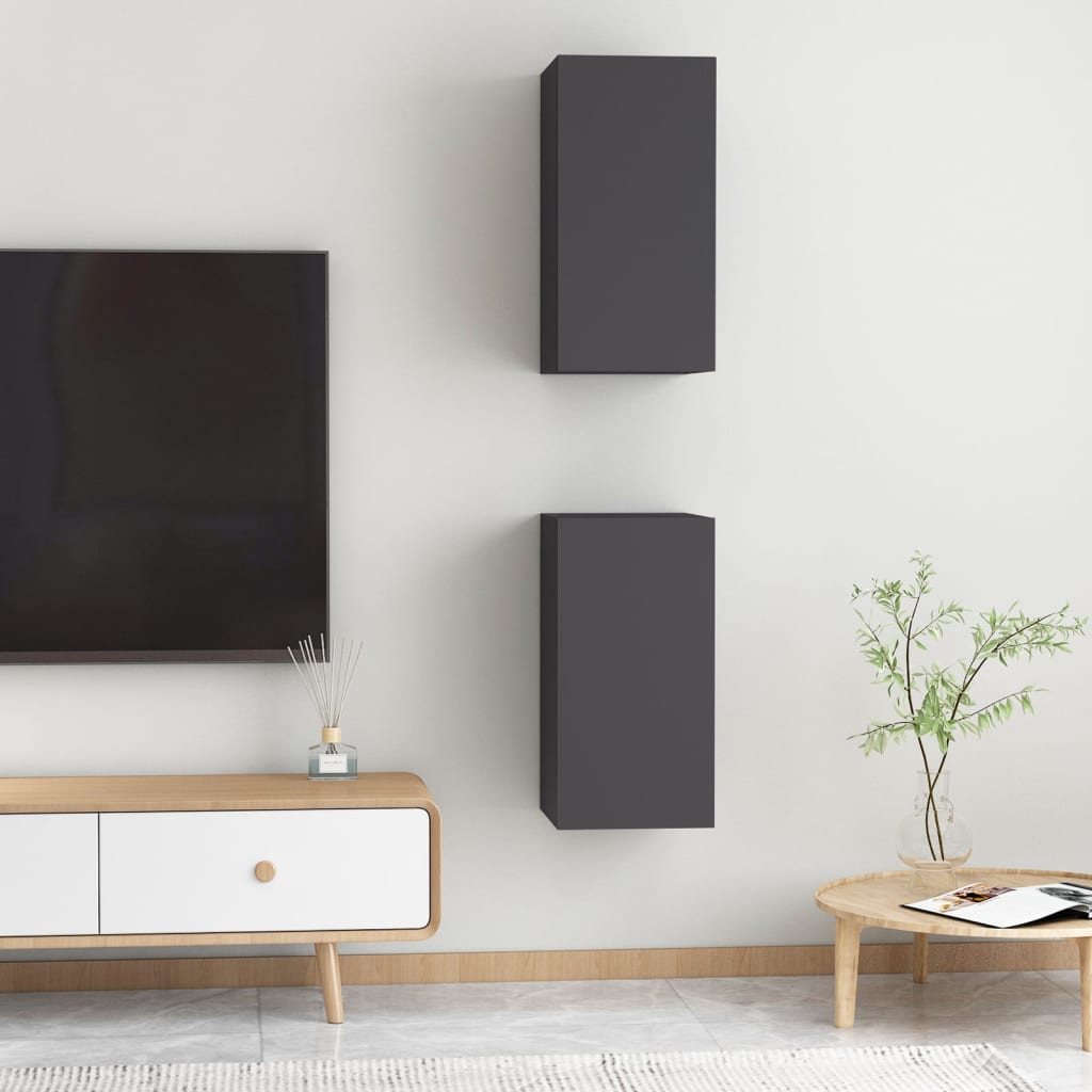 Meubles TV 2 pcs. Gris 30,5x30x60 cm en bois