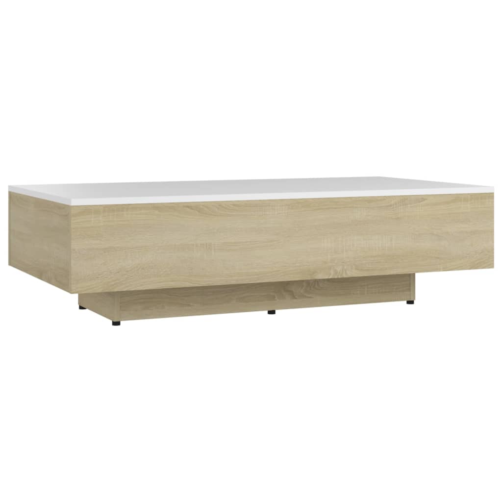 Couchtisch Weiß und Sonoma-Eiche 100x49,5x31 cm Holzwerkstoff