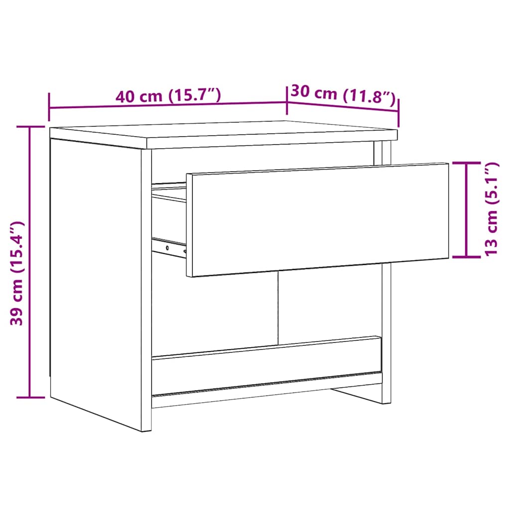 Tables de chevet 2 pcs. Blanc 40x30x39 cm en bois