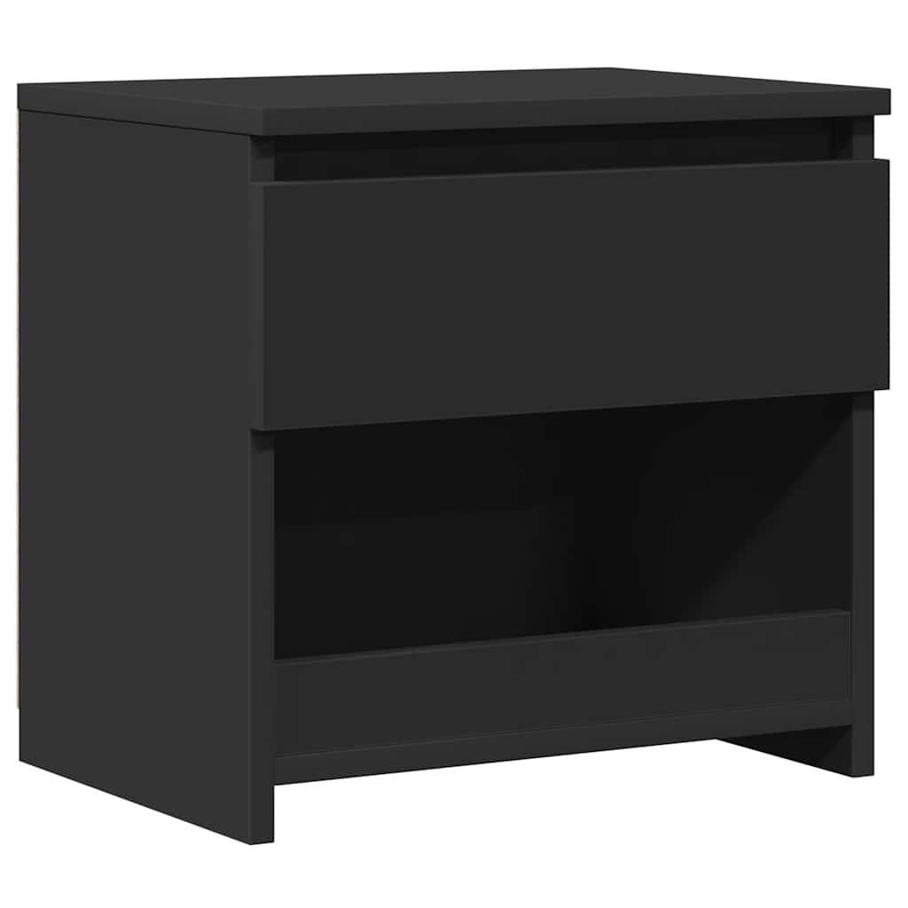Bedside Table Black 40x30x39 cm Wood Material
