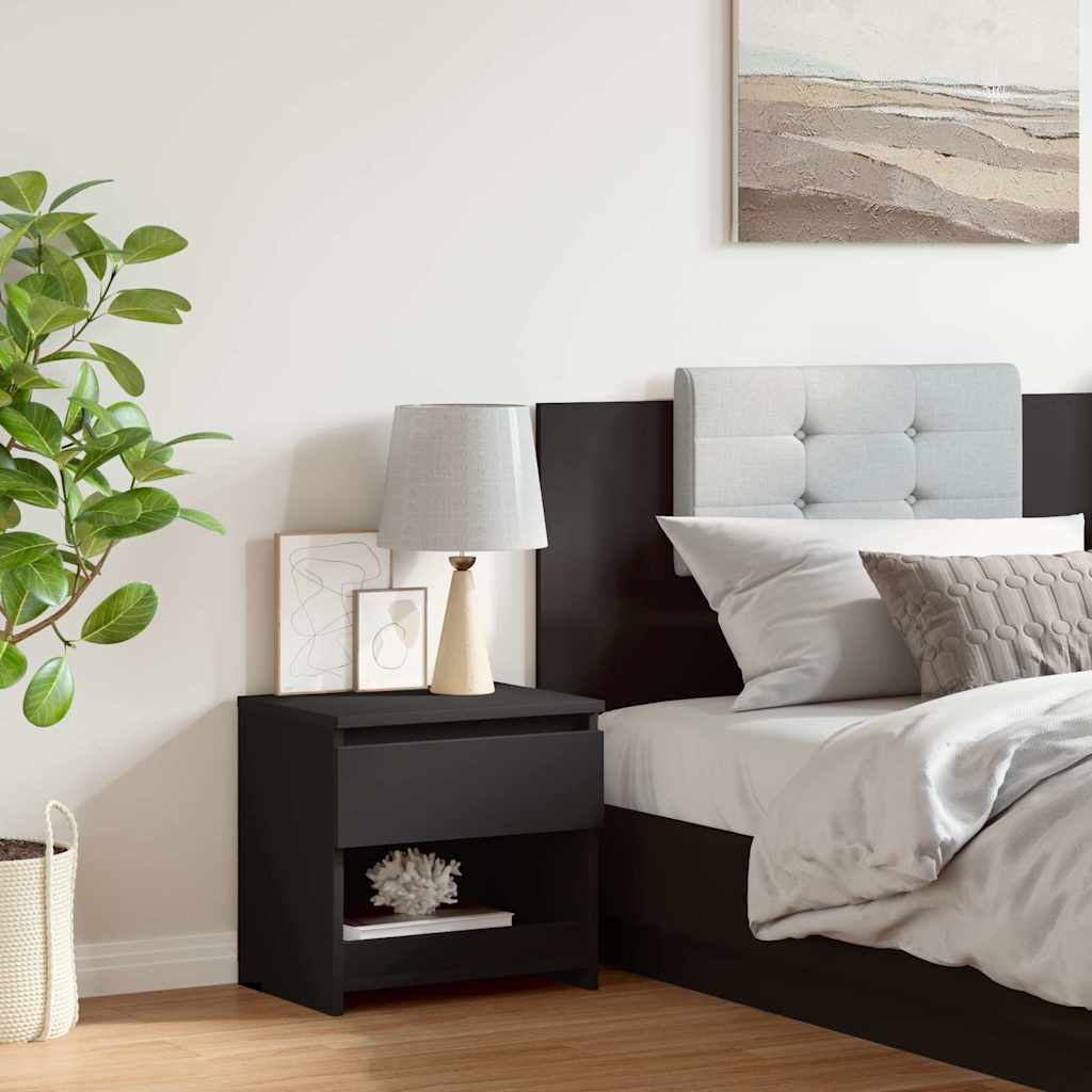 Bedside Table Black 40x30x39 cm Wood Material