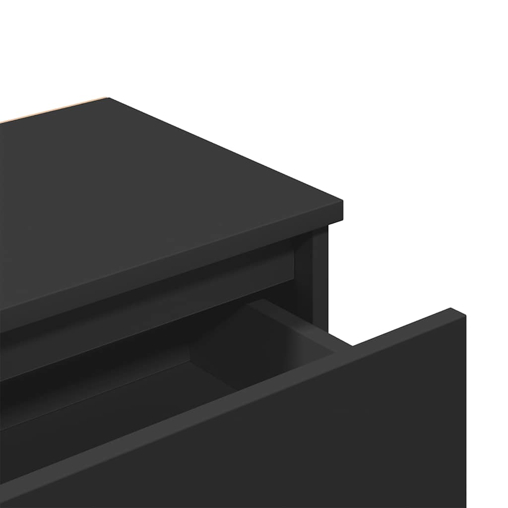 Bedside Table Black 40x30x39 cm Wood Material