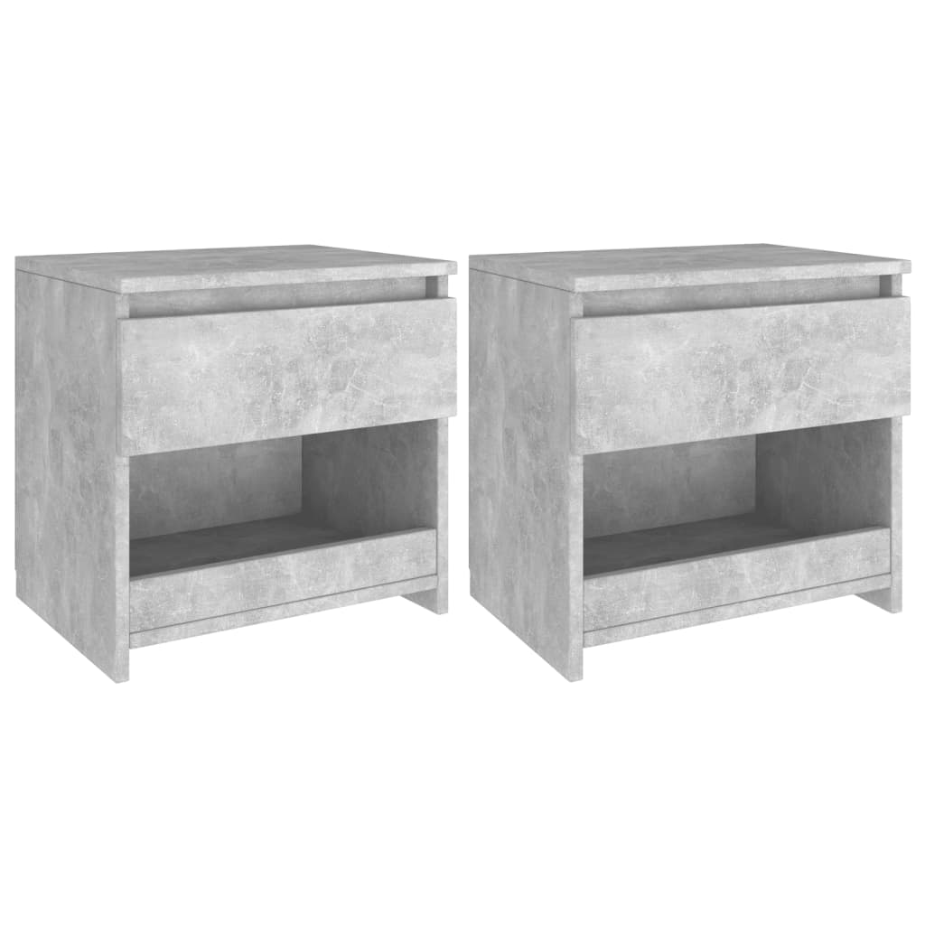 Bedside tables 2 pcs. Concrete grey 40x30x39 cm wood material