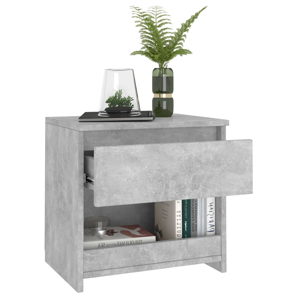 Bedside tables 2 pcs. Concrete grey 40x30x39 cm wood material