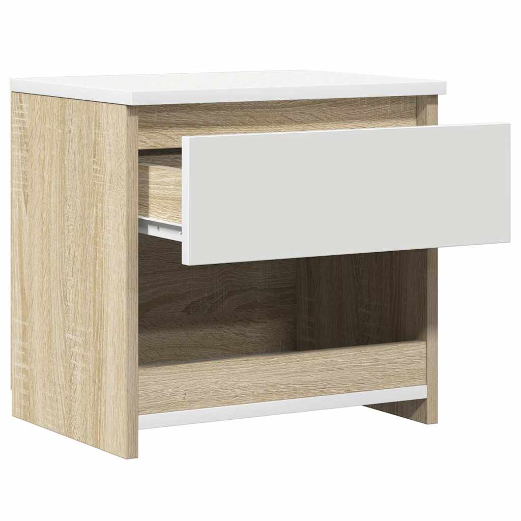Nachttische 2 Stk. Weiß Sonoma-Eiche 40x30x39 cm Holzwerkstoff