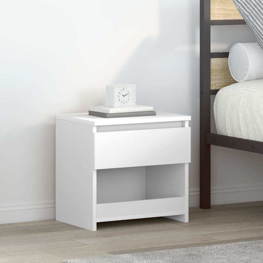 Bedside table high gloss white 40x30x39 cm wood material