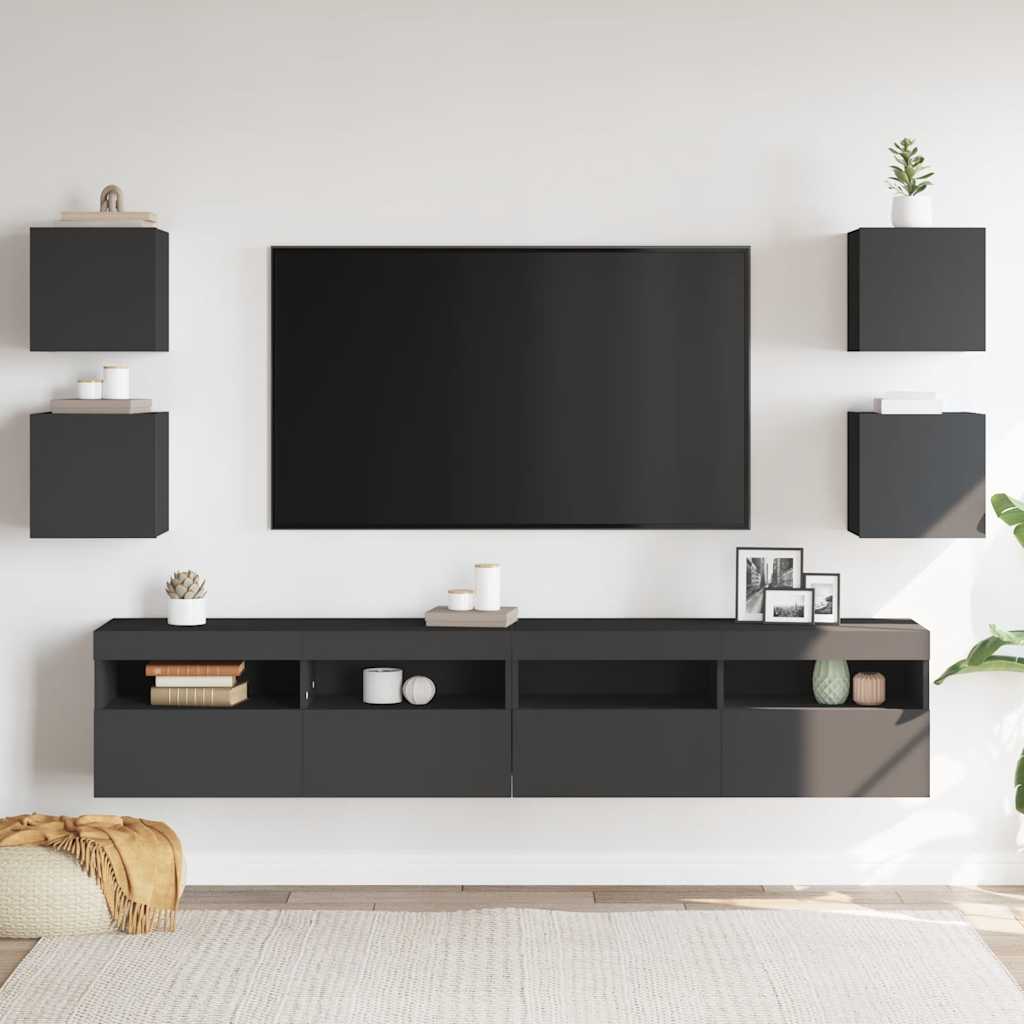 TV wall cabinets 4 pcs. Gray 30.5x30x30 cm