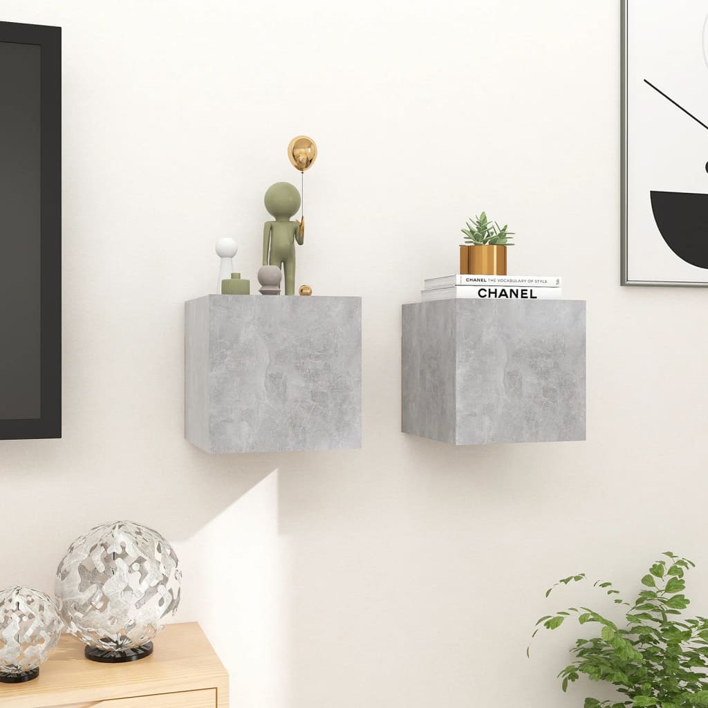 Armoires murales TV 2 pcs. gris béton 30,5x30x30 cm