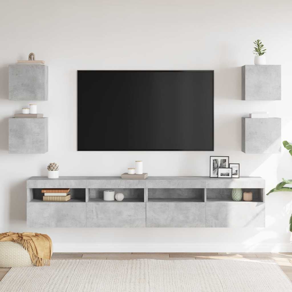 TV wall cabinets 4 pcs. Concrete grey 30.5x30x30 cm