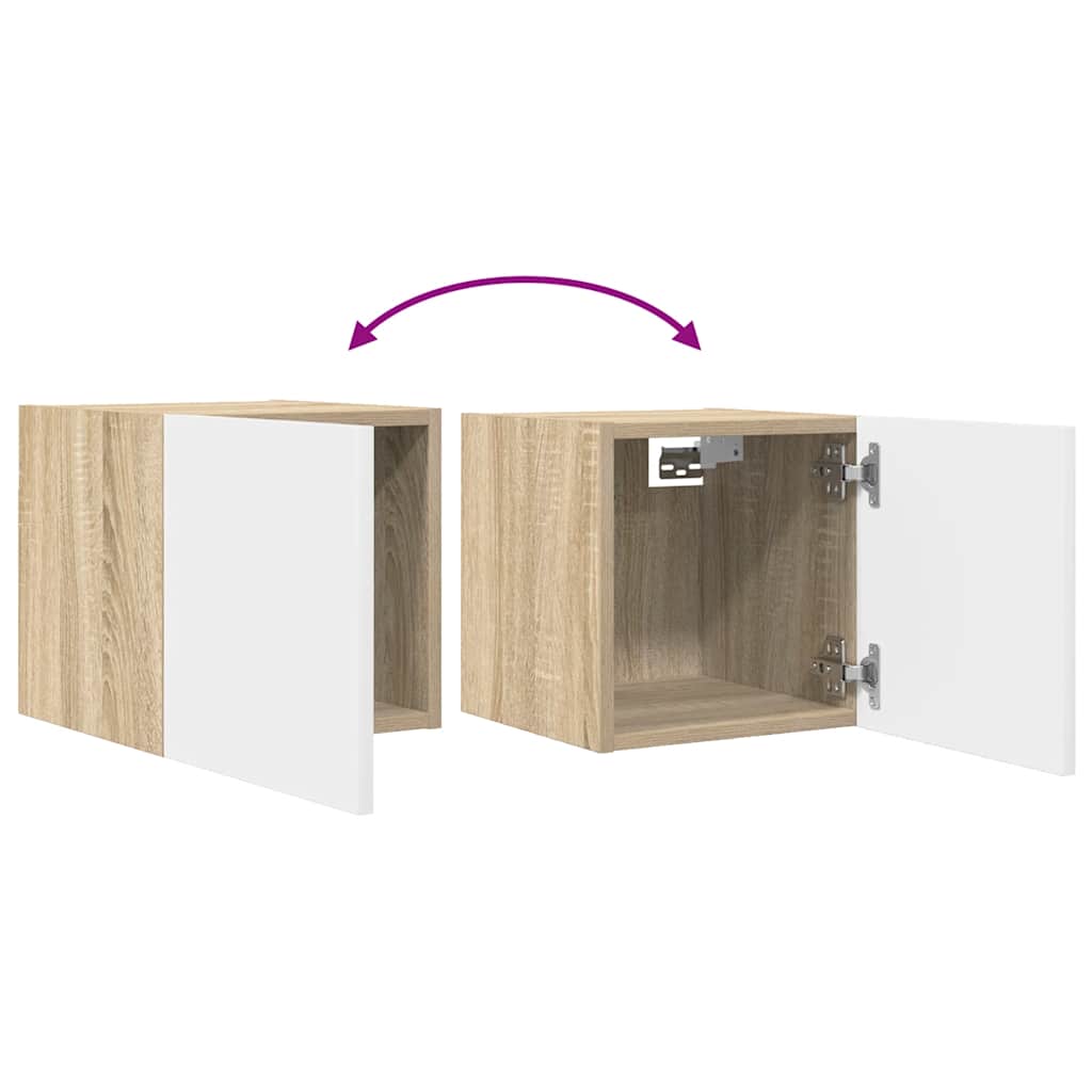 Meuble TV mural chêne Sonoma blanc 30,5x30x30 cm