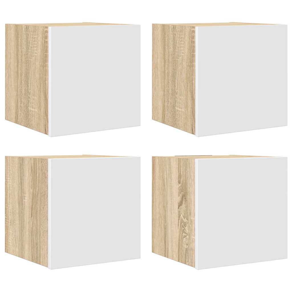 TV wall cabinets 4 pcs. White Sonoma oak 30.5x30x30 cm