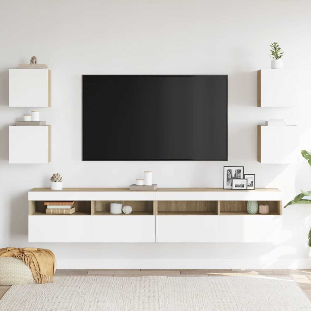 TV wall cabinets 4 pcs. White Sonoma oak 30.5x30x30 cm