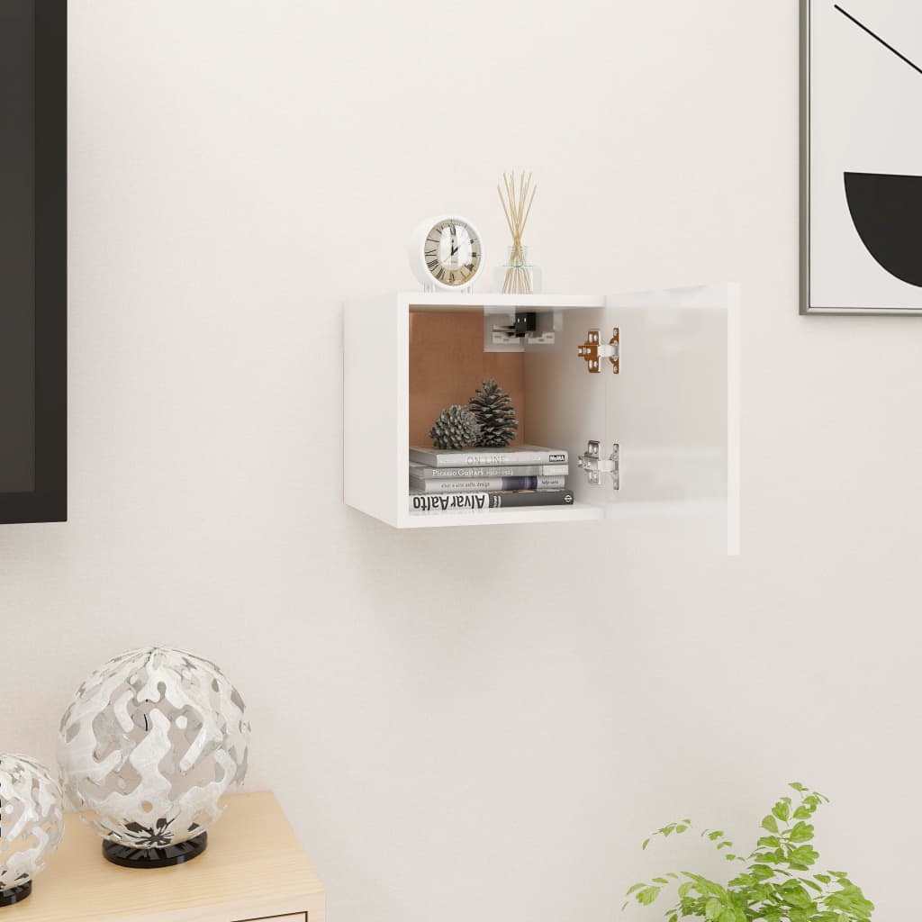 TV wall cabinet high-gloss white 30.5x30x30 cm