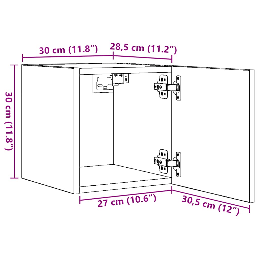 TV wall cabinets 4 pcs. High-gloss white 30.5x30x30 cm