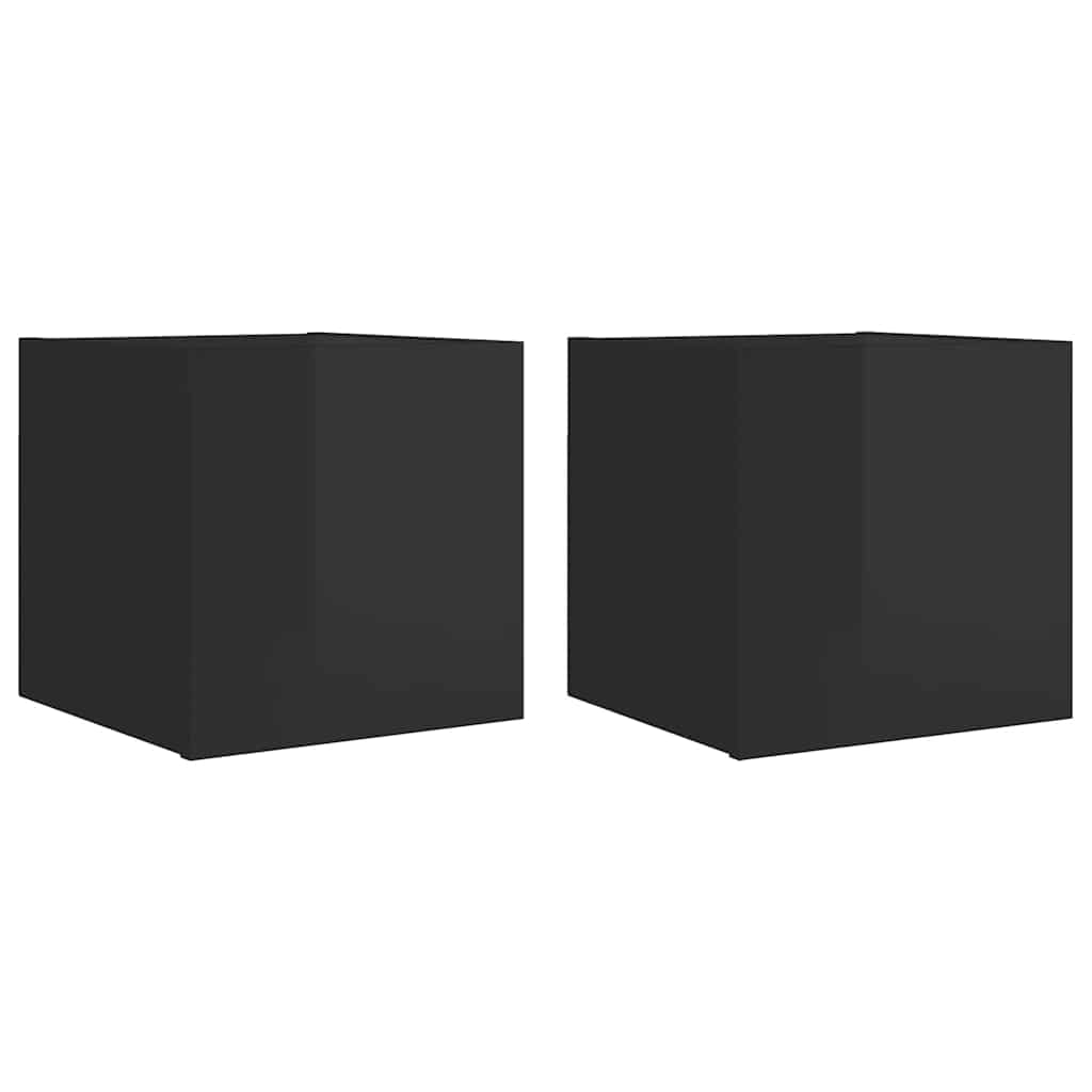 TV-Wandschränke 2 Stk. Hochglanz-Schwarz 30,5x30x30 cm