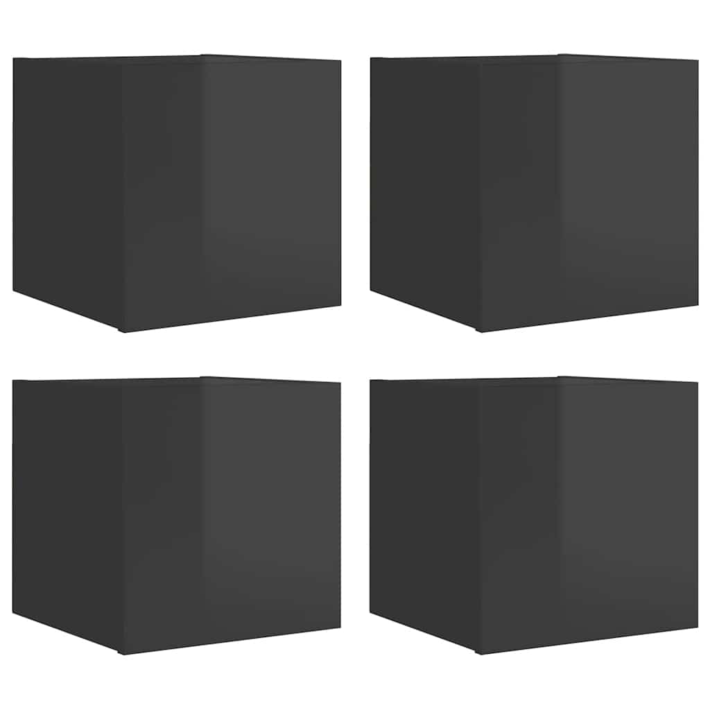 TV wall cabinets 4 pcs. High-gloss grey 30.5x30x30 cm