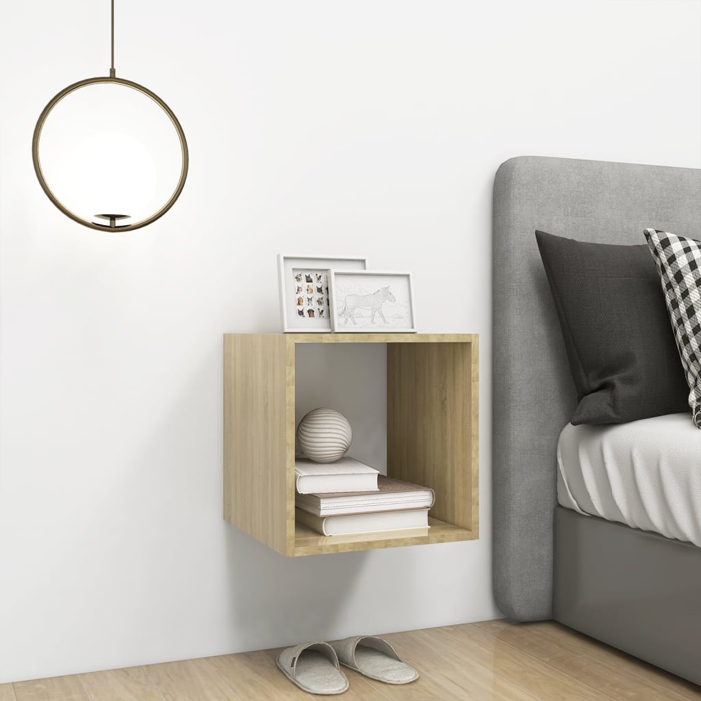 Wall Cabinet White Sonoma Oak 37x37x37 cm Wood Material