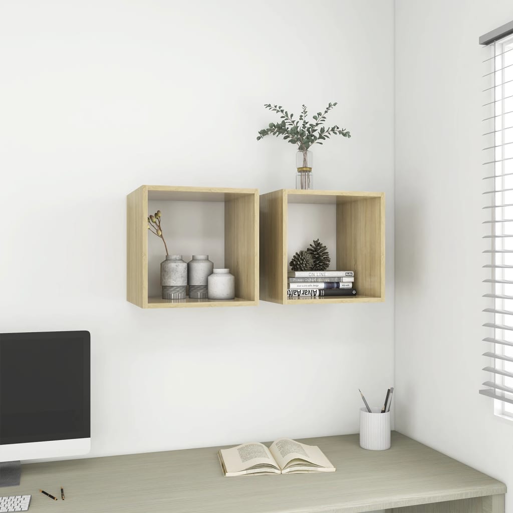 Wall Cabinet White Sonoma Oak 37x37x37 cm Wood Material