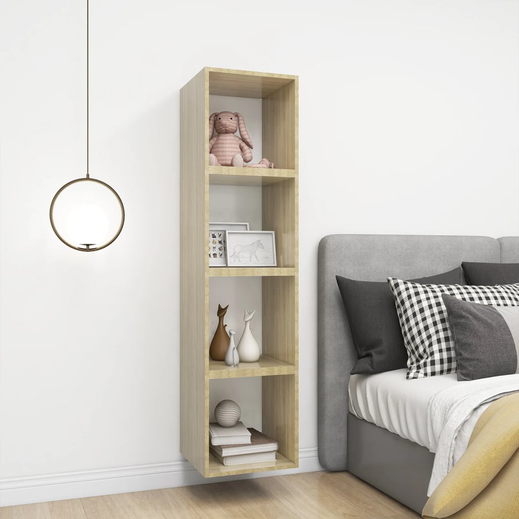 Wall Cabinet White Sonoma Oak 37x37x37 cm Wood Material