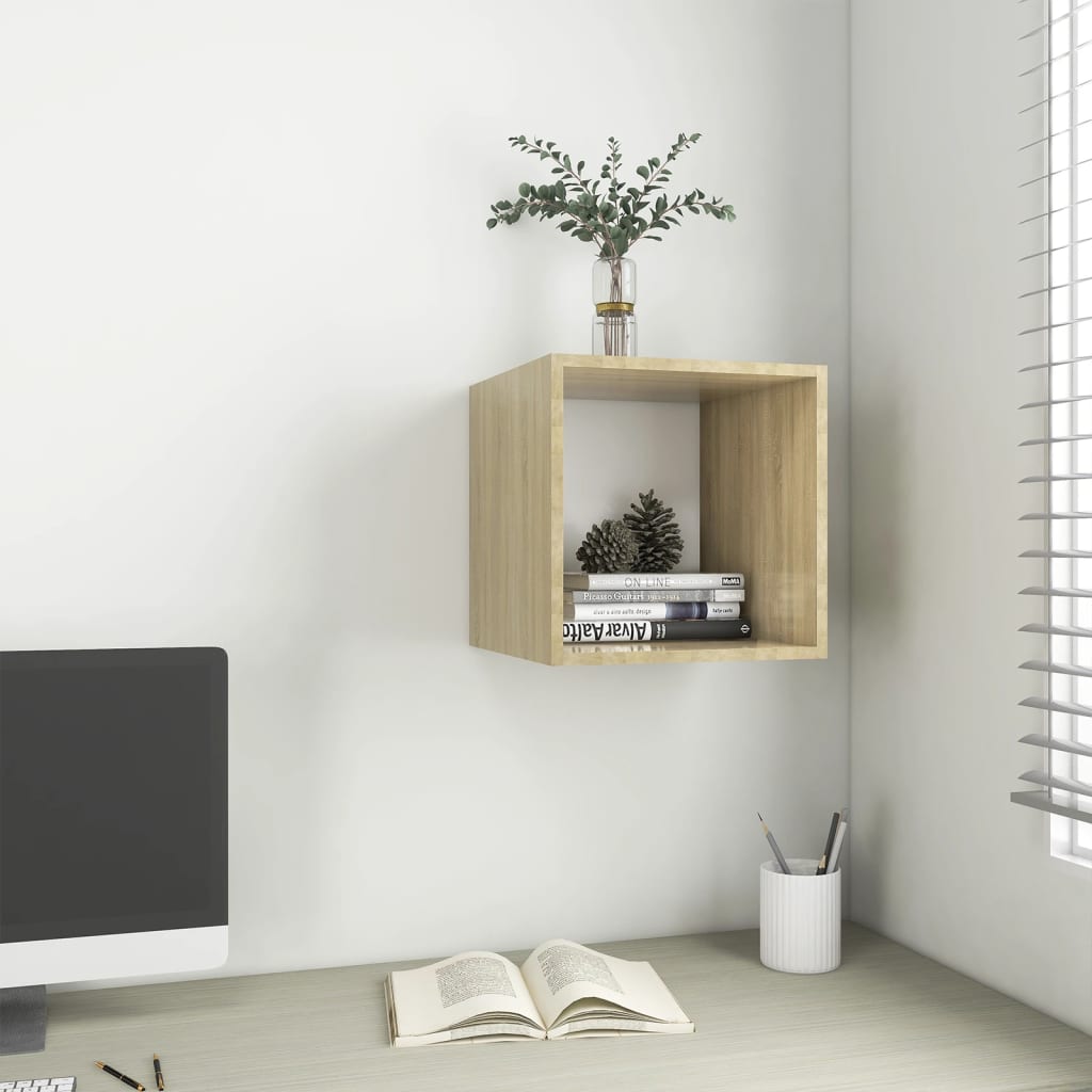 Wall Cabinet White Sonoma Oak 37x37x37 cm Wood Material