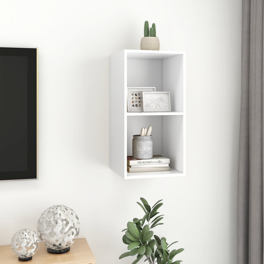 Meuble TV mural blanc 37x37x72 cm en matériau à base de bois