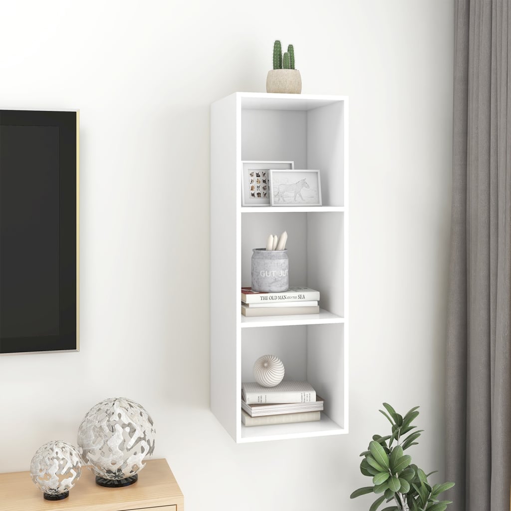 Meuble TV mural blanc 37x37x107 cm en matériau à base de bois