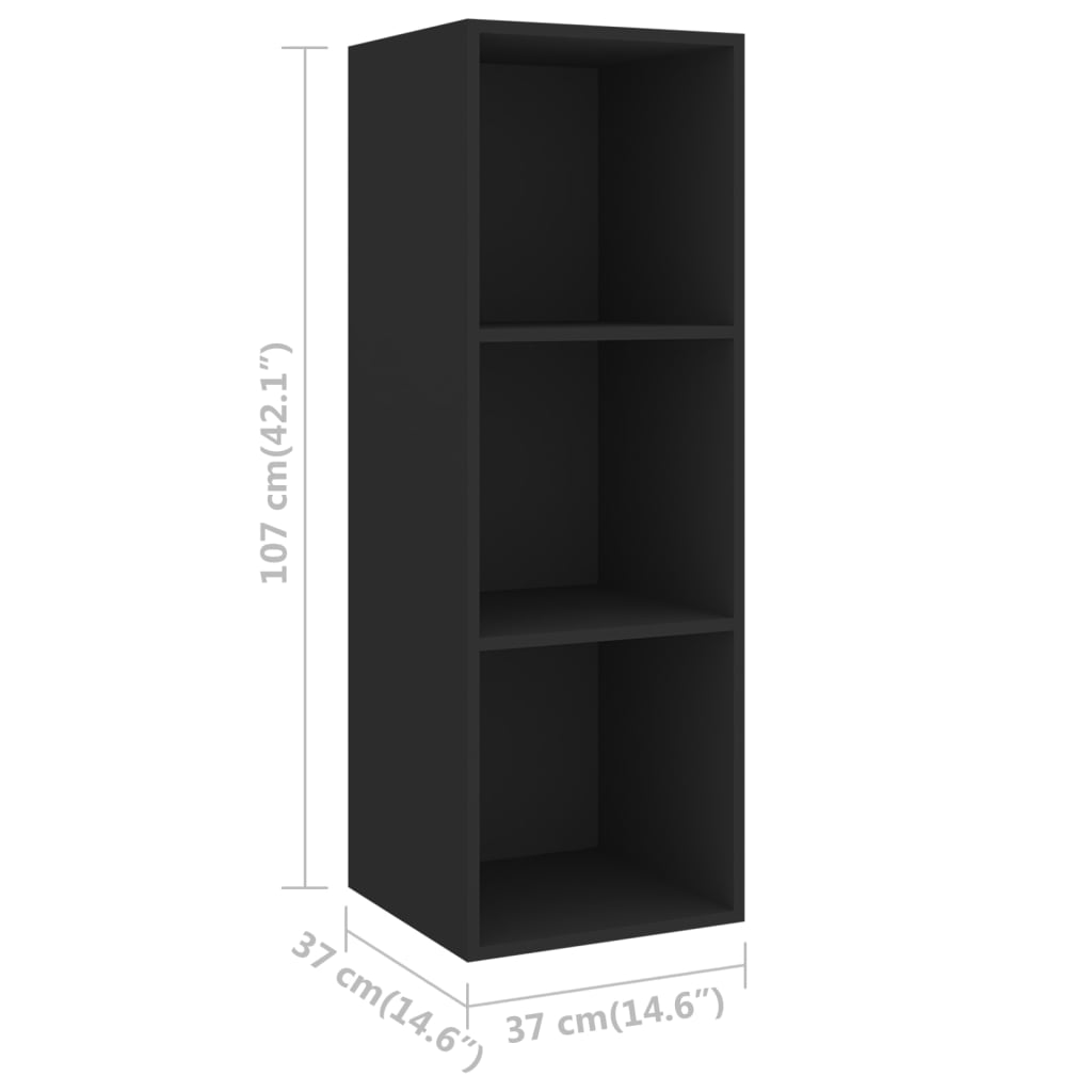 Meuble TV mural noir 37x37x107 cm en bois