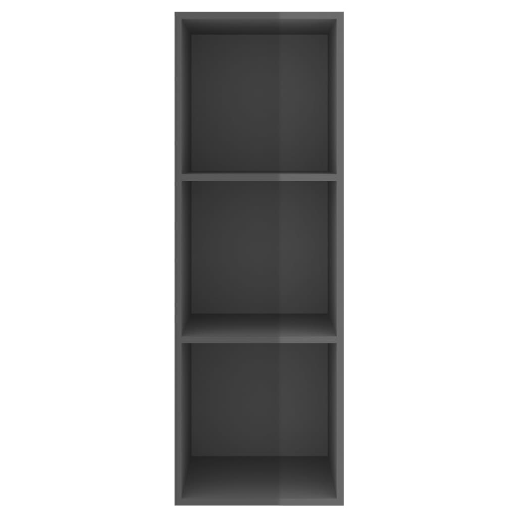 TV wall cabinet high gloss grey 37x37x107 cm wood material