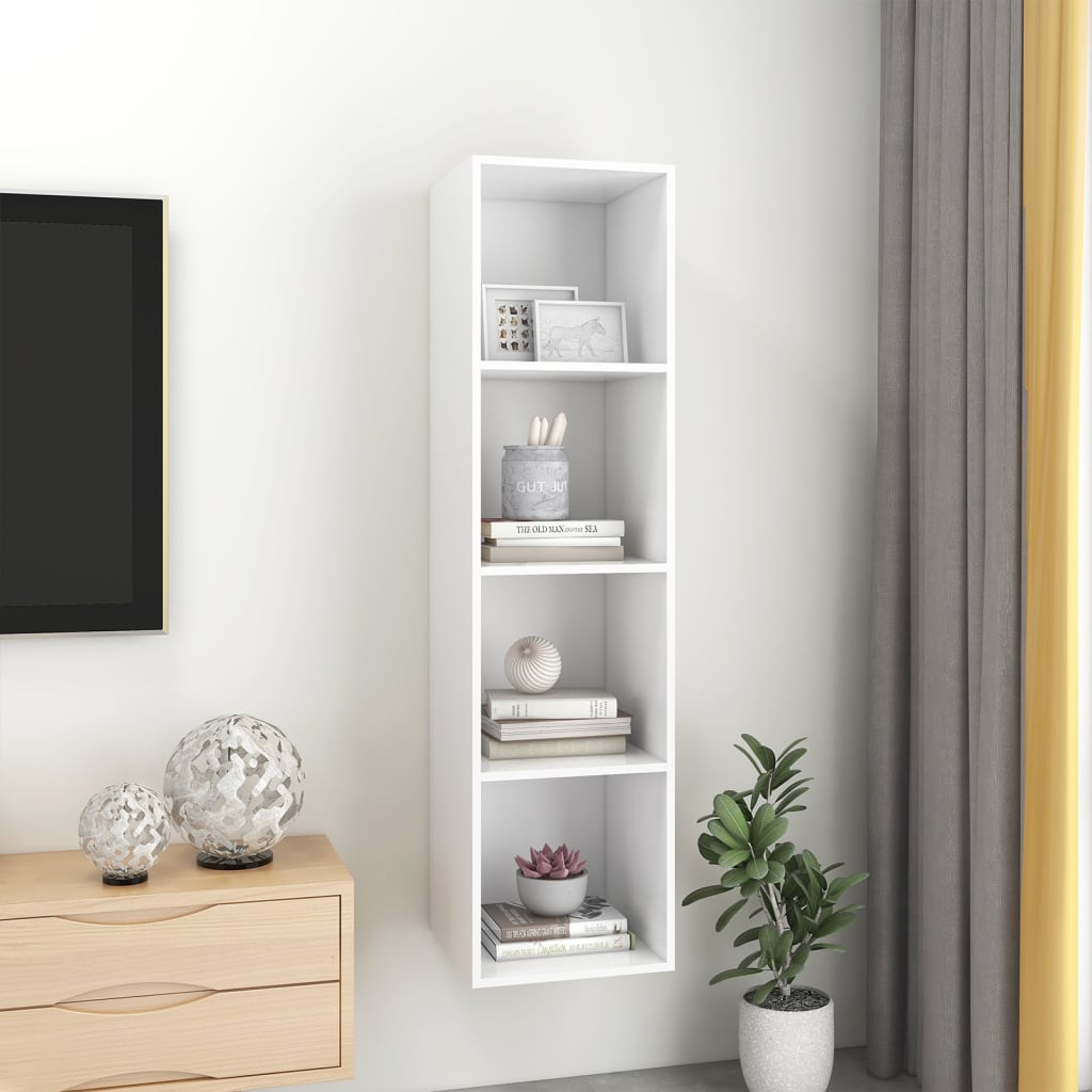 Meuble TV mural blanc 37x37x142,5 cm en matériau à base de bois