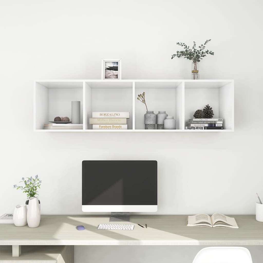 Meuble TV mural blanc 37x37x142,5 cm en matériau à base de bois