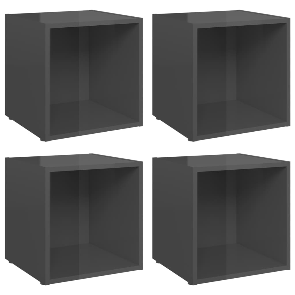 Meubles TV 4 pcs. gris brillant 37x35x37 cm matériau bois